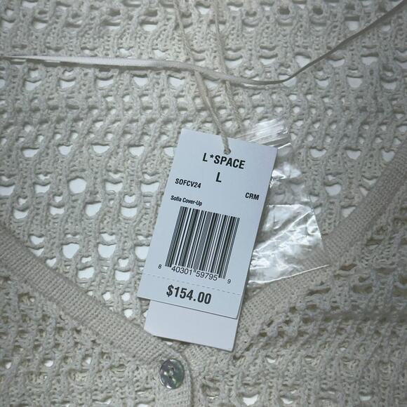 NWTs L*SPACE Sofia Cover-Up Button Down Cardigan in cream (L) - Picture 8 of 12